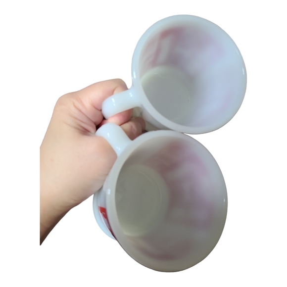 Vintage Anchor Hocking Fire King Red Kitchen Aids Mugs Set of 2 - Picture 7 of 7